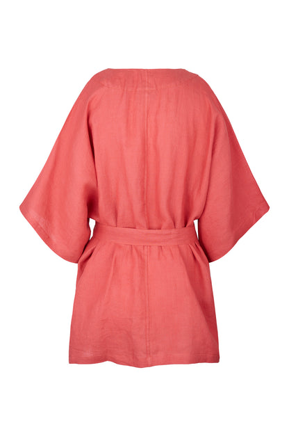 Fluorine Hemp Waist Tie Kimono