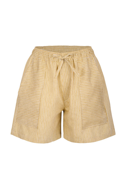 Rayenne Drawstring Waist Striped Linen Blend Short