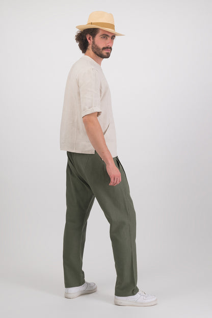 Jorge Linen Blend Drop-Crotch Drawstring Pants