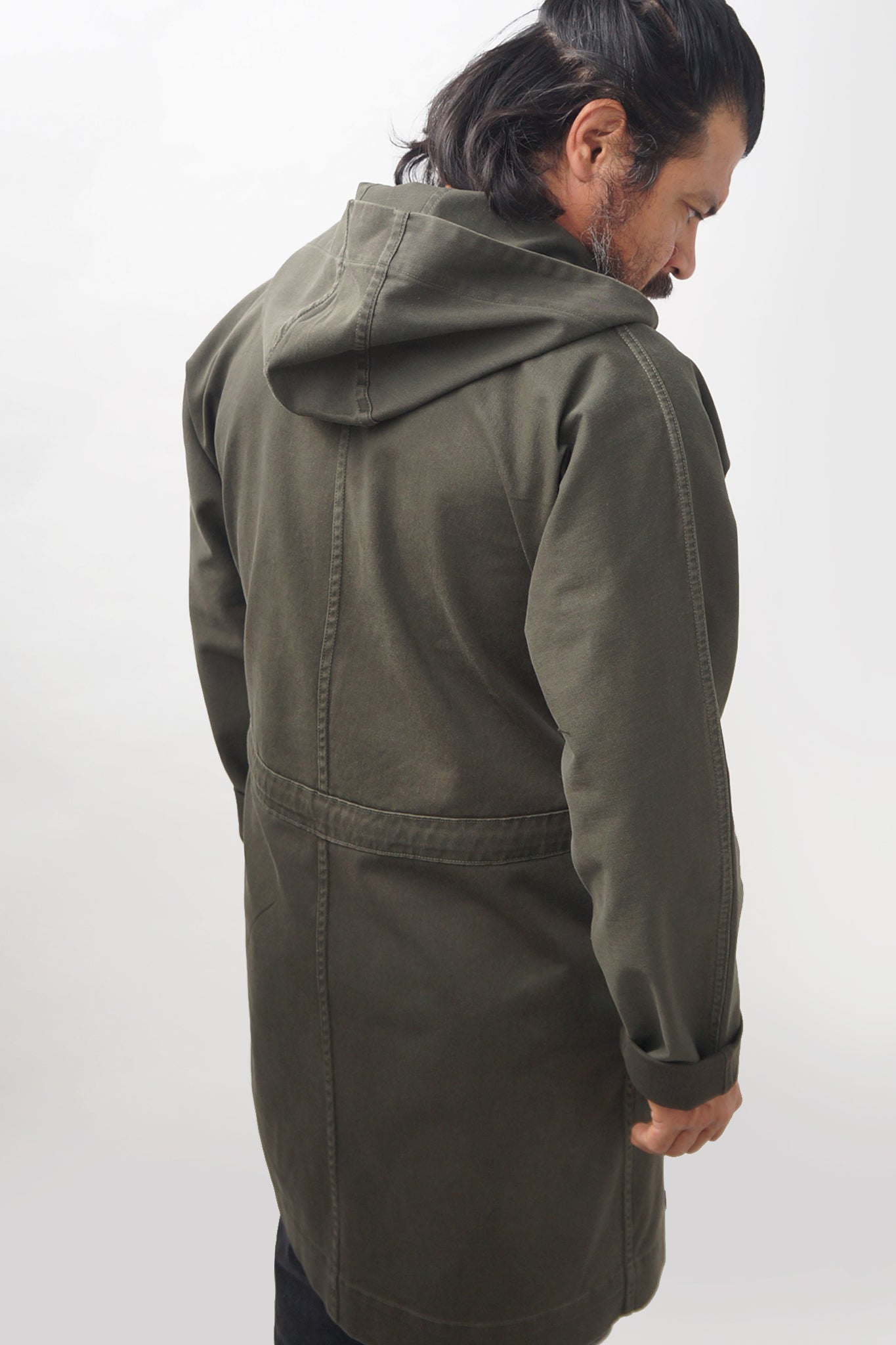 Luna Washed Twill Front Zip Hooded Coat