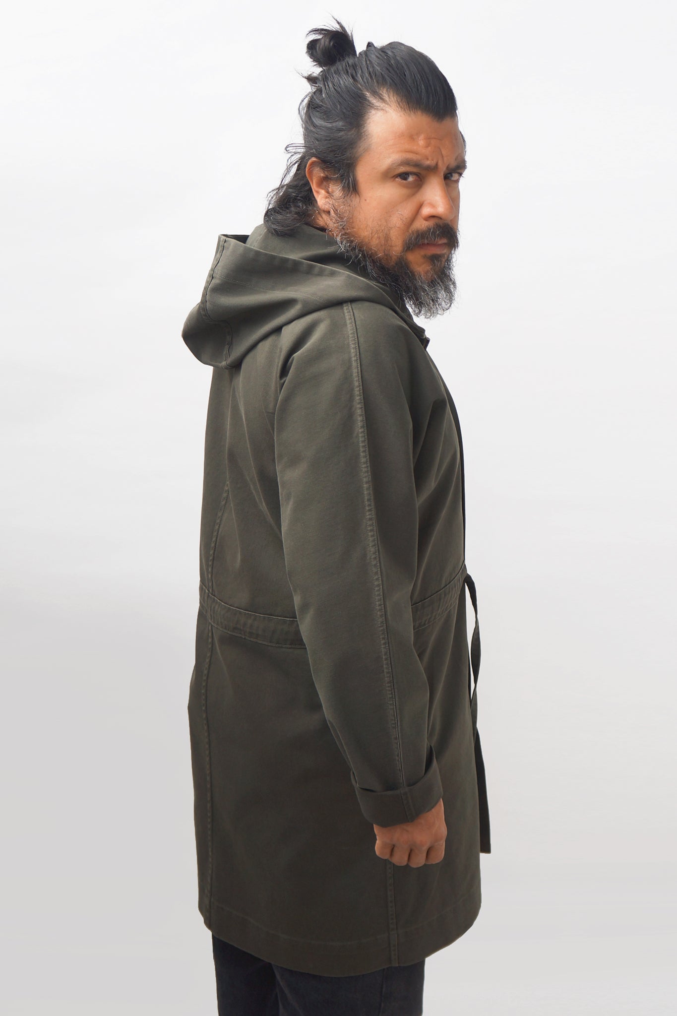 Luna Washed Twill Front Zip Hooded Coat