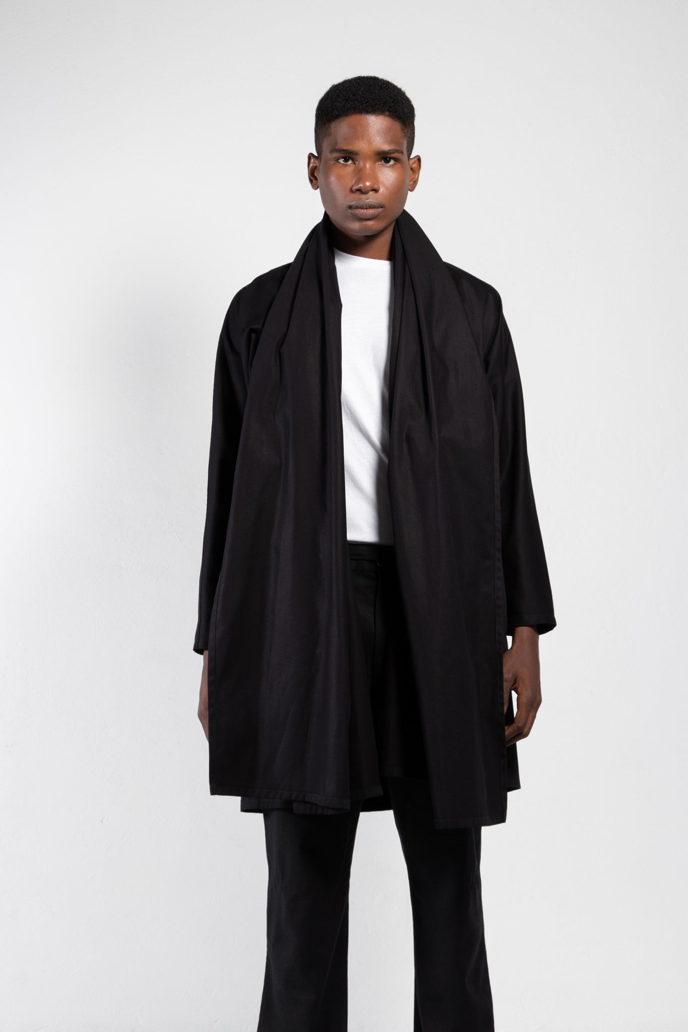 Maauad Cotton Twill Draped Collar Coat