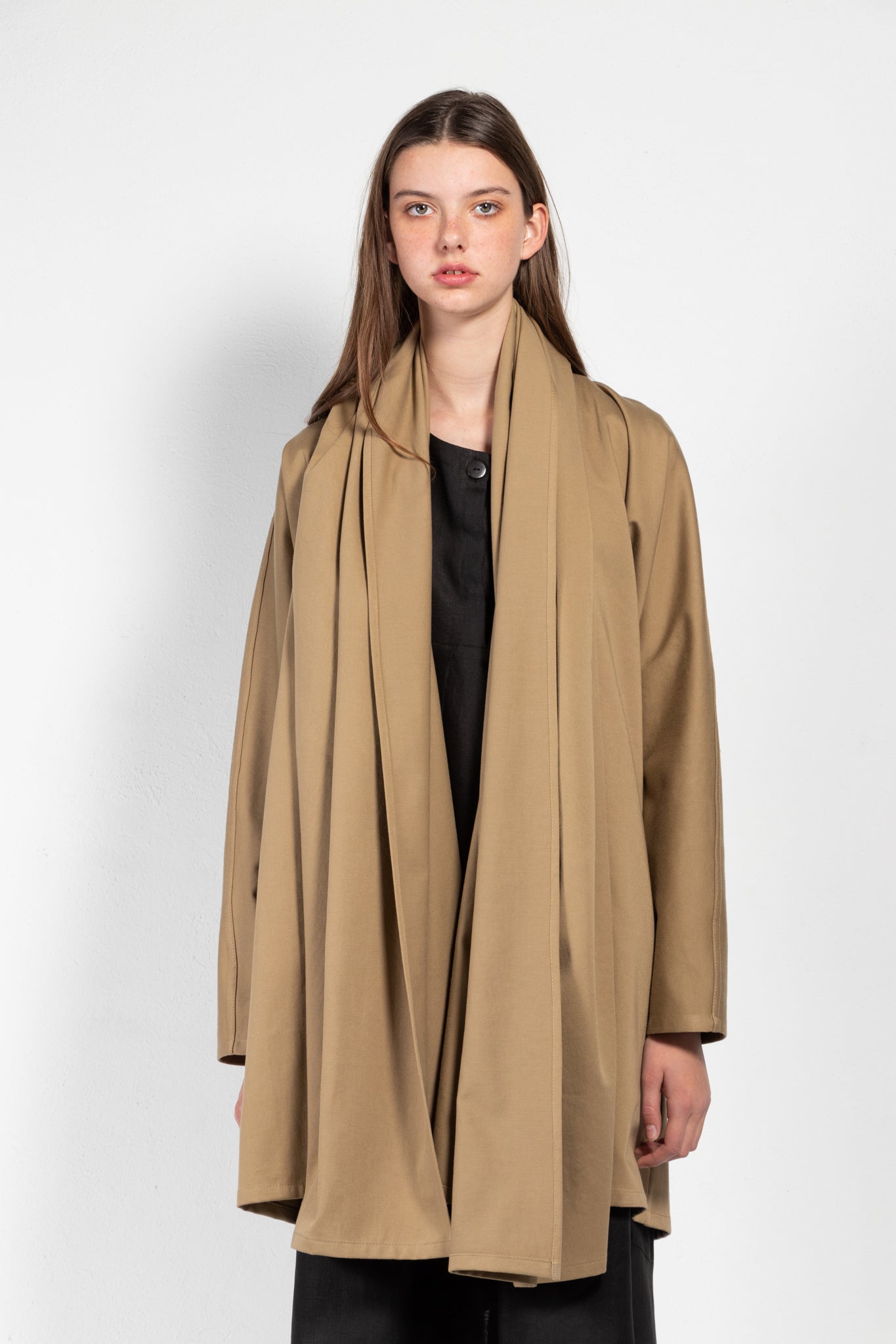 Maauad Cotton Twill Draped Collar Coat