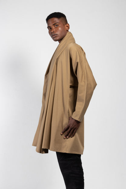 Maauad Cotton Twill Draped Collar Coat