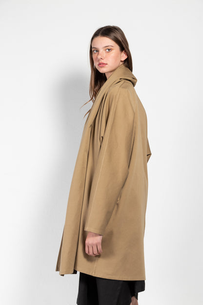 Maauad Cotton Twill Draped Collar Coat