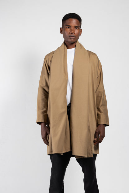 Maauad Cotton Twill Draped Collar Coat