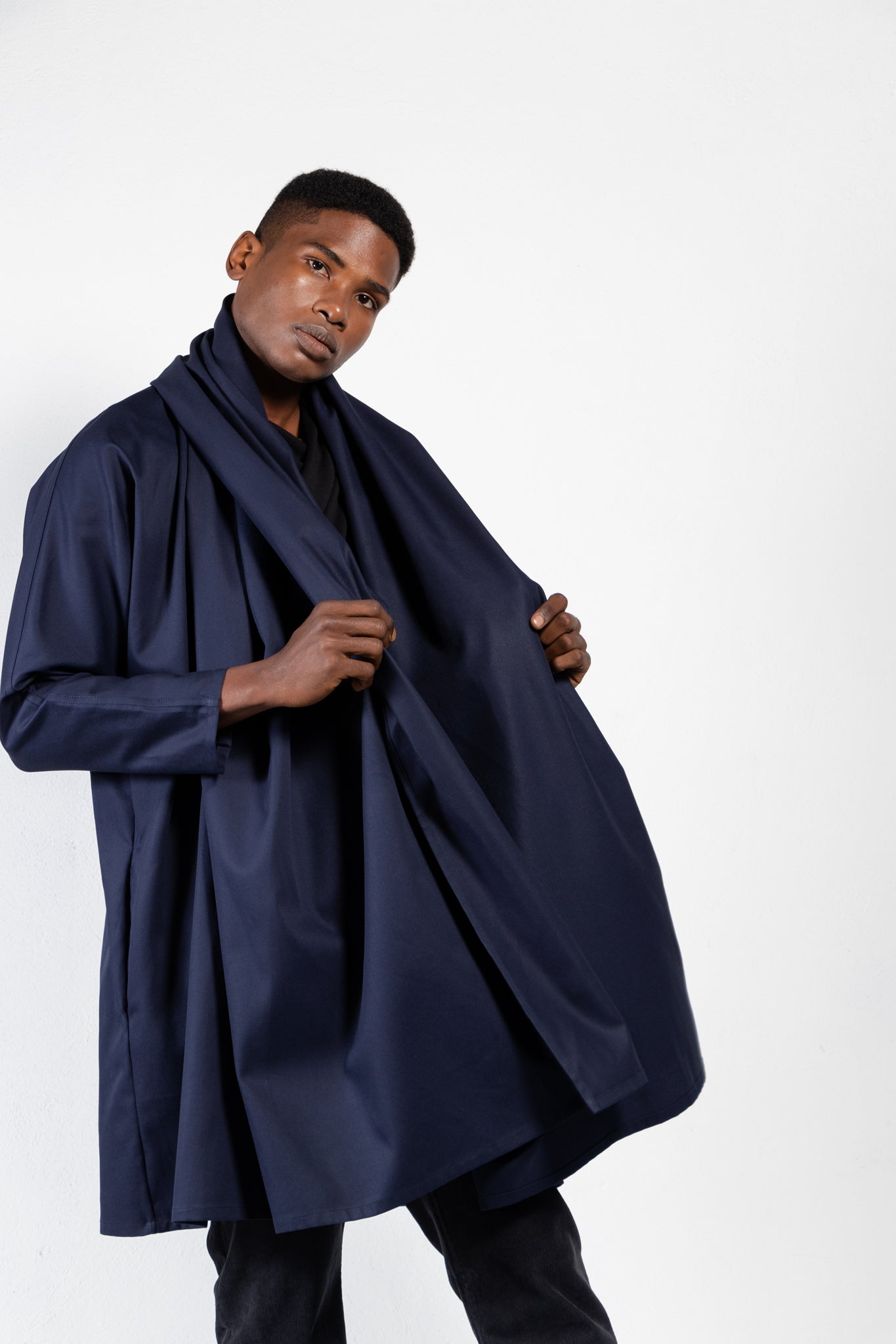 Maauad Cotton Twill Draped Collar Coat