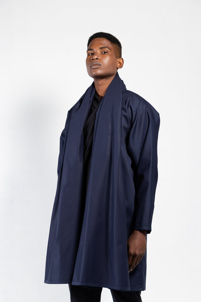 Maauad Cotton Twill Draped Collar Coat