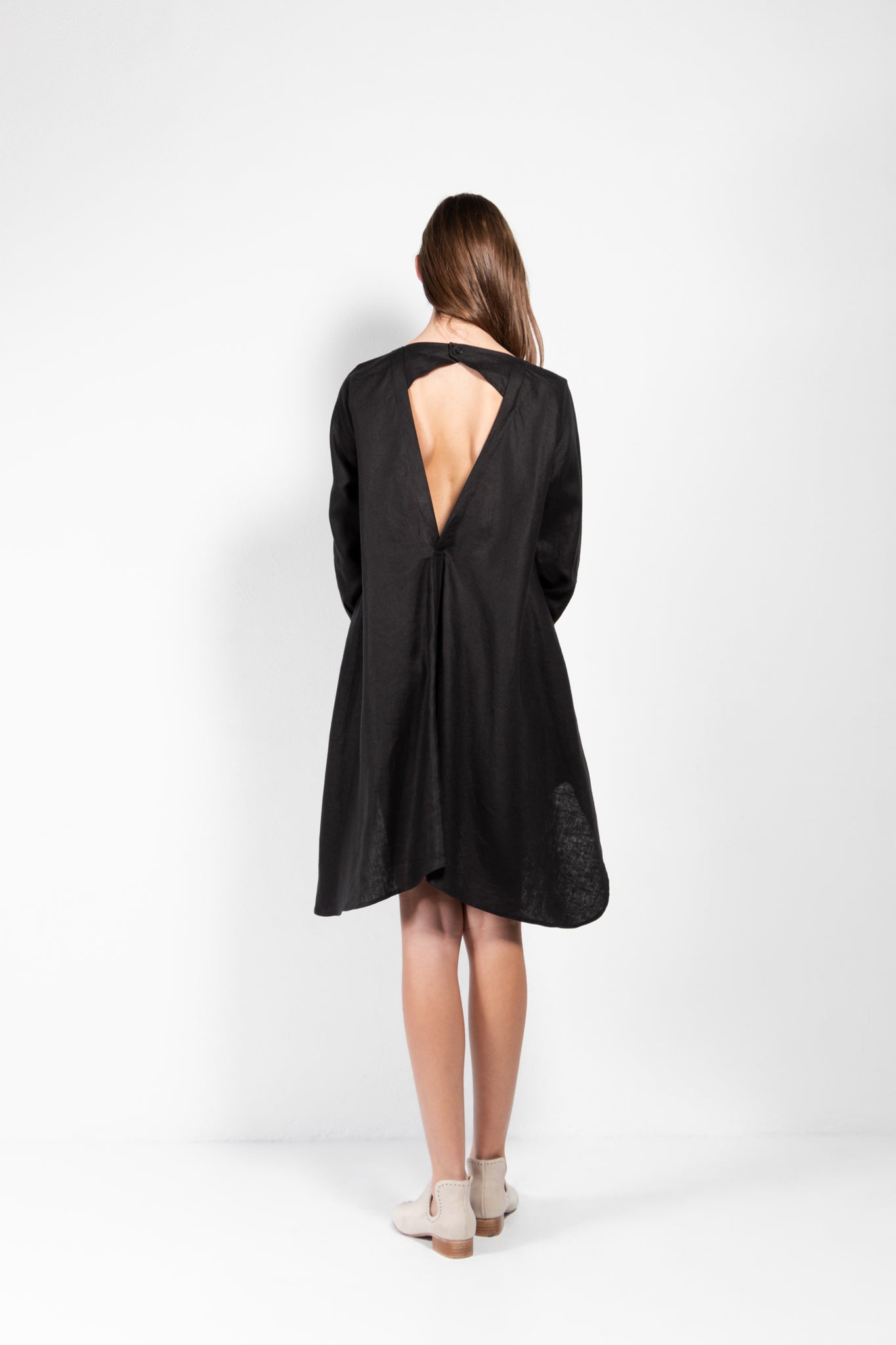 Savannah Linen Open Back Shirt Dress