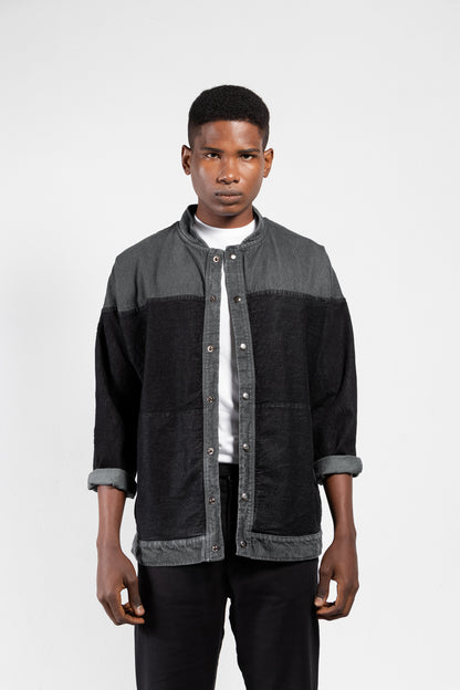 Delphinus Washed Denim Snap-Button Jacket