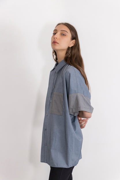 Tin Short Sleeved Piece-Dyed Shirt