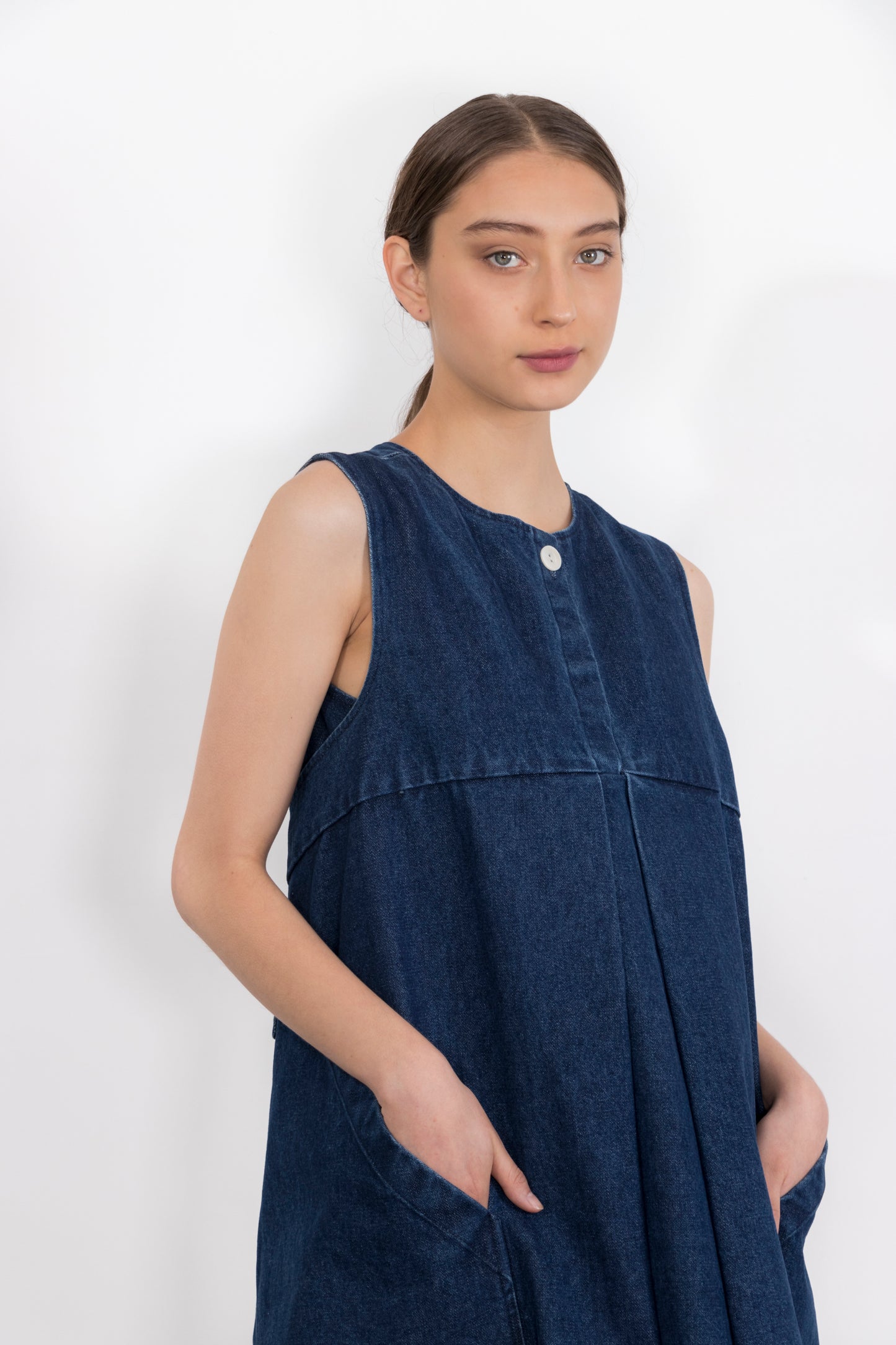 Atenea Sleeveless Denim Wrap Dress