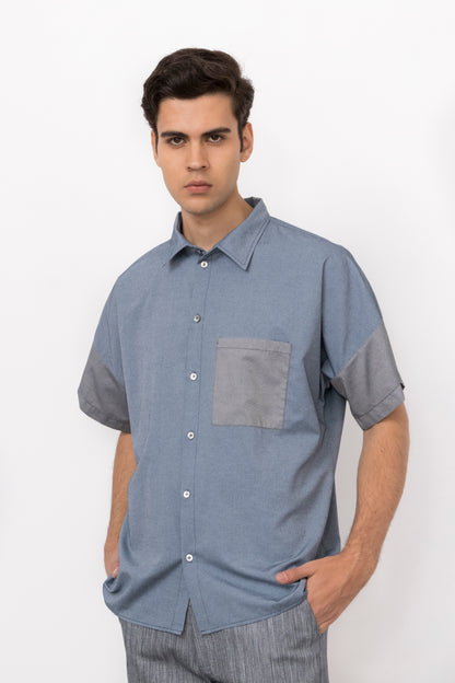 Tin Short Sleeved Piece-Dyed Shirt