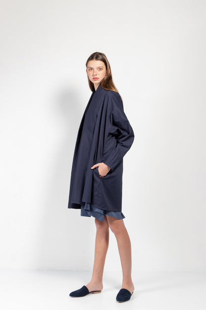 Maauad Cotton Twill Draped Collar Coat